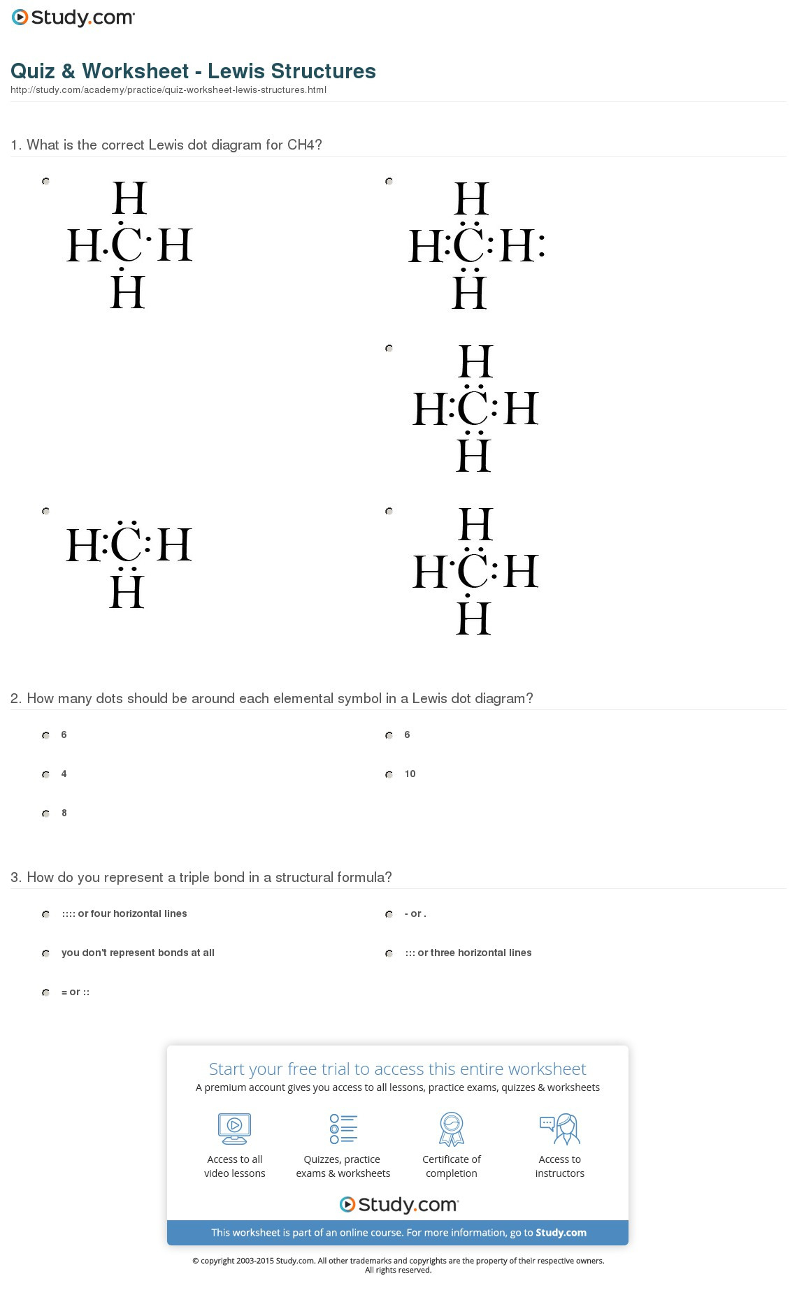 Lewis Dot Structure Worksheet Answers