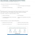 Quiz  Worksheet  Limiting Reactant Practice Problems