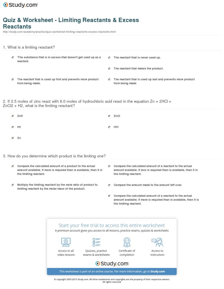 Limiting Reactant Worksheet Answers — db-excel.com