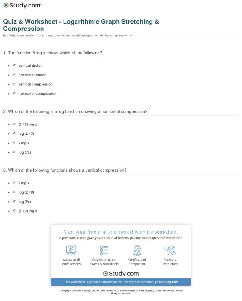 Quiz  Worksheet  Logarithmic Graph Stretching