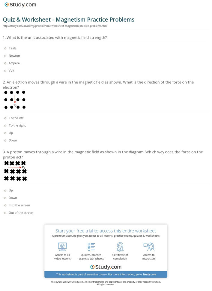 Quiz  Worksheet  Magnetism Practice Problems  Study