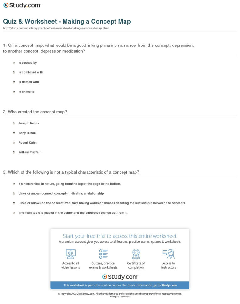 Quiz  Worksheet  Making A Concept Map  Study