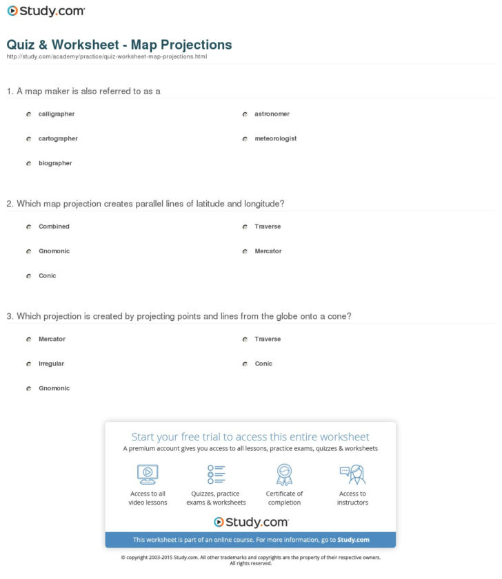 Map Projections Worksheet Pdf