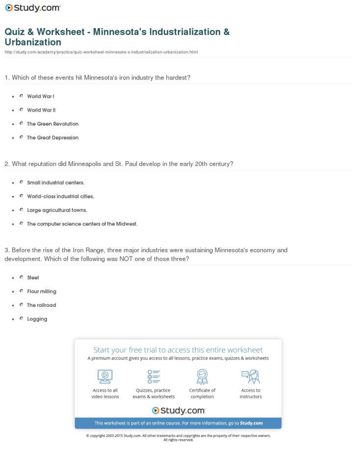 Industrialization Vocabulary Worksheet