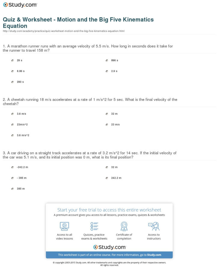 Kinematic Equations Worksheet — db-excel.com
