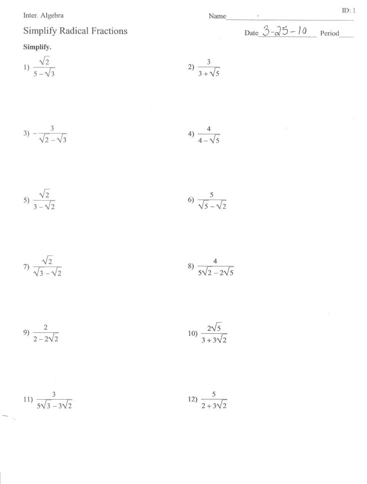 20++ Simplifying Radicals Worksheet Answers – Worksheets Decoomo