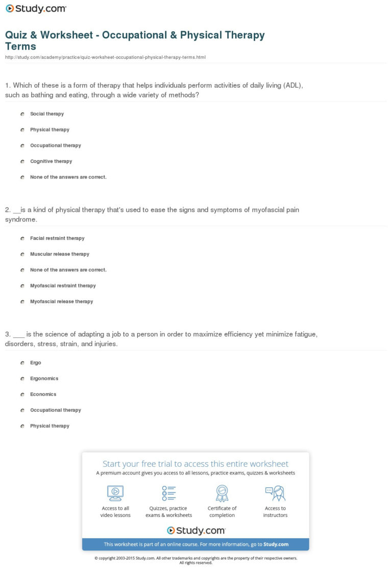 Occupational Course Of Study Worksheets Db excel