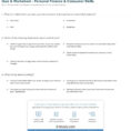 Quiz  Worksheet  Personal Finance  Consumer Skills