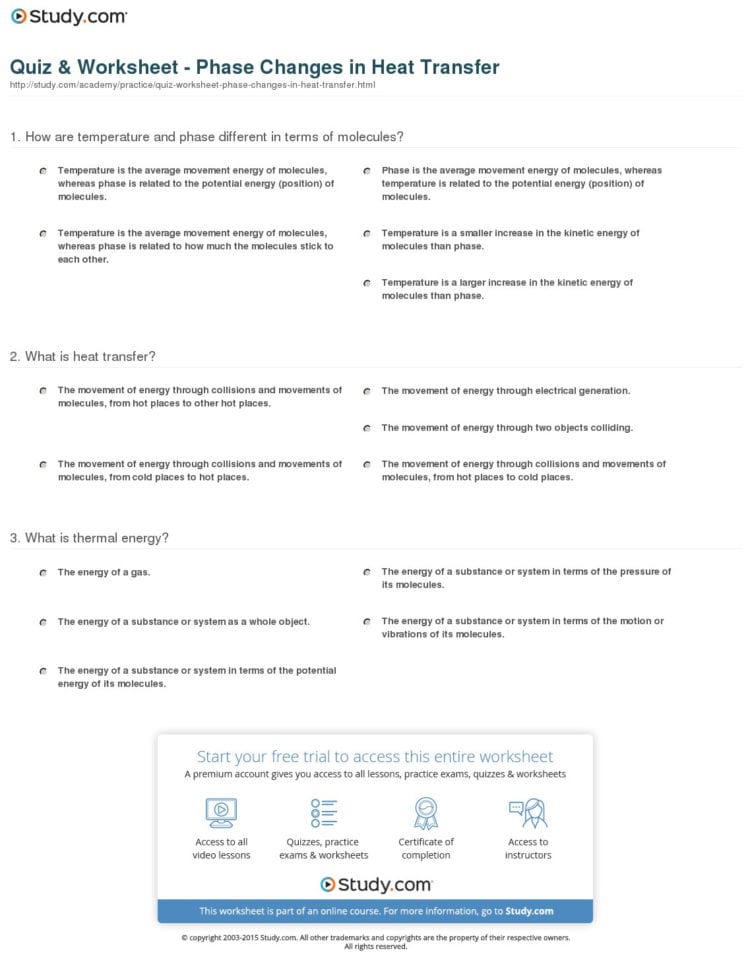 Quiz  Worksheet  Phase Changes In Heat Transfer  Study