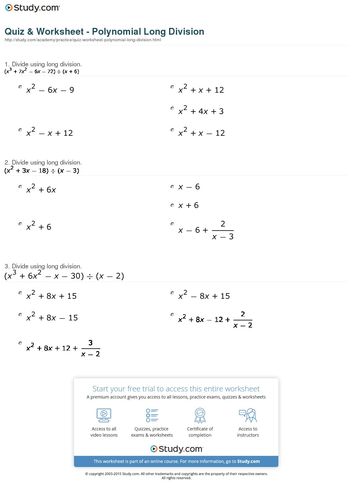 Dividing Polynomials Worksheet | db-excel.com