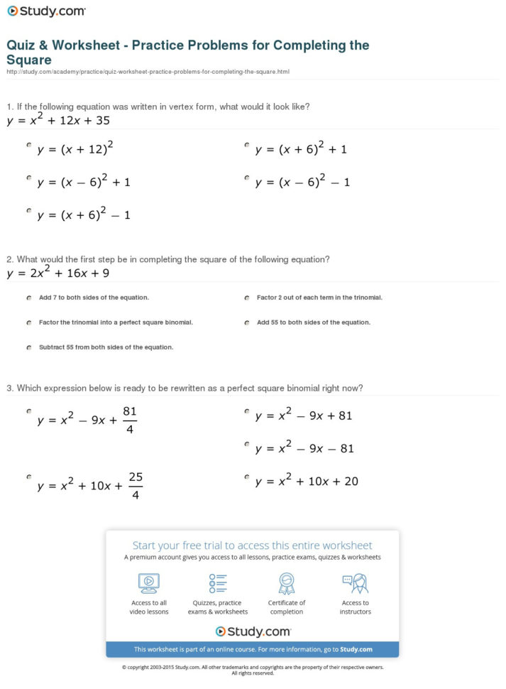 Quiz  Worksheet  Practice Problems For Completing The