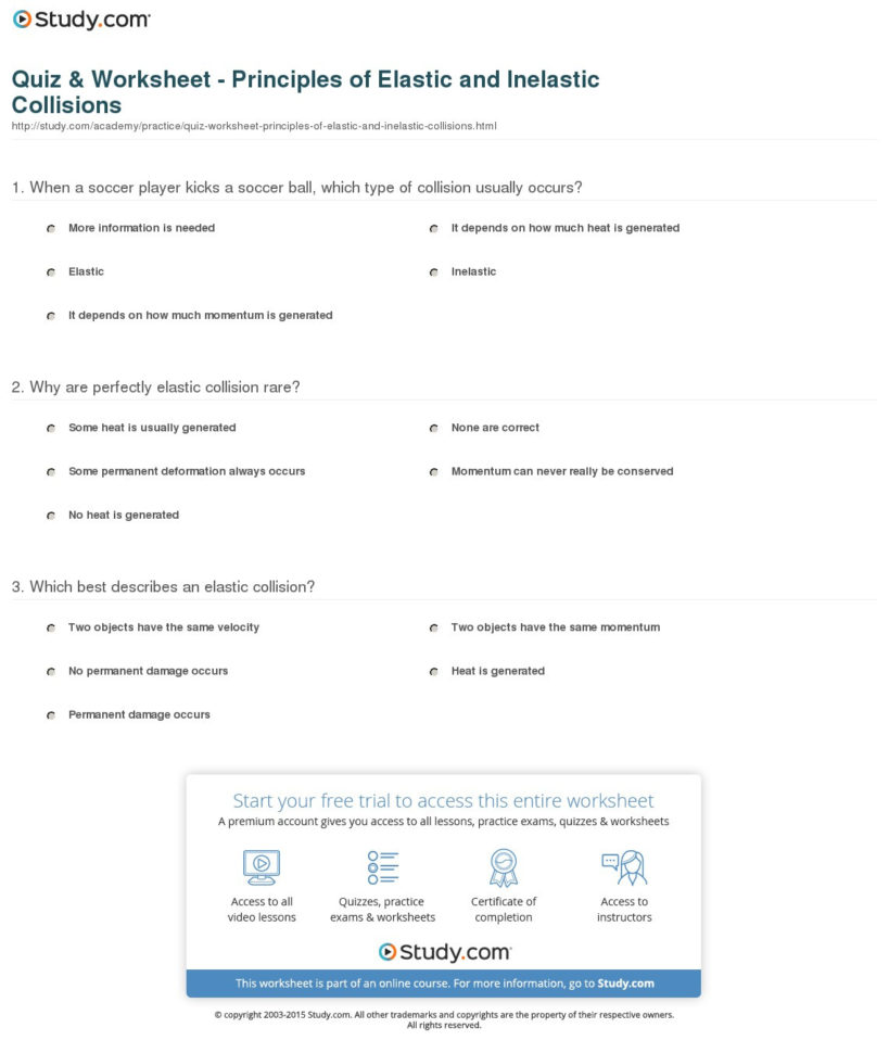 Quiz  Worksheet  Principles Of Elastic And Inelastic