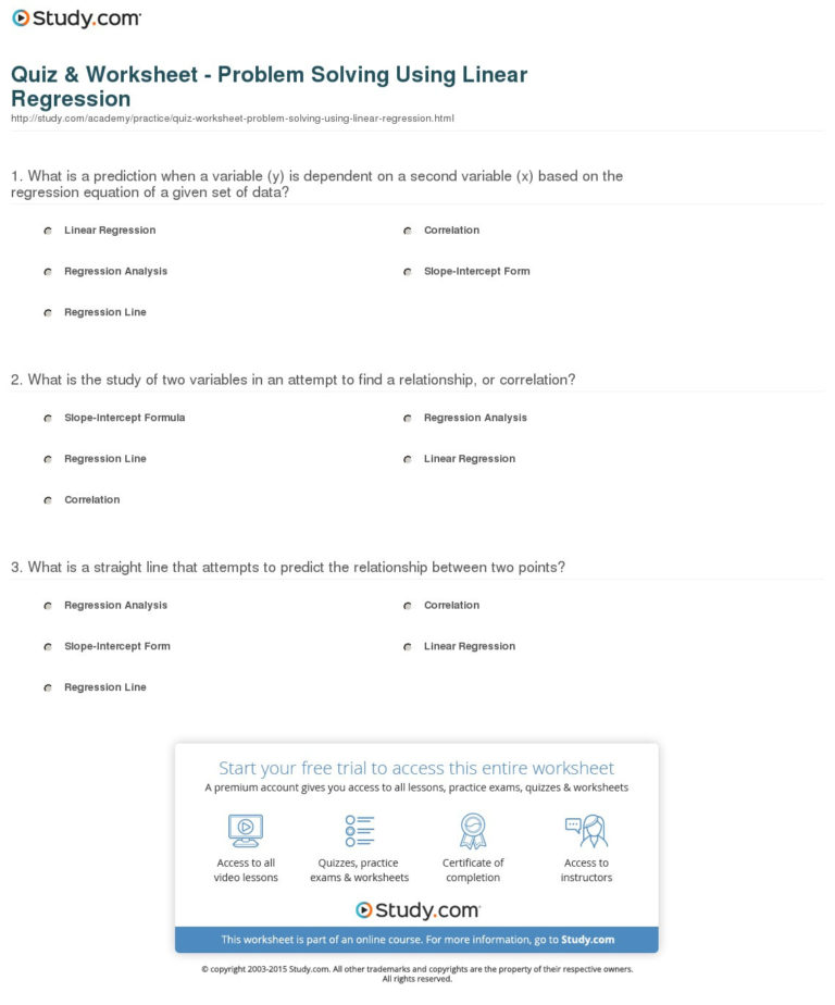 Linear Regression Worksheet Answers — db-excel.com