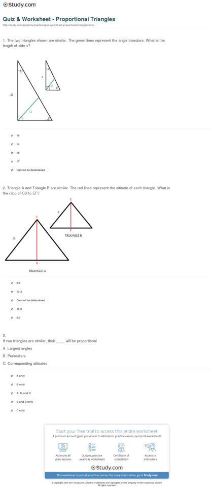 Quiz  Worksheet  Proportional Triangles  Study