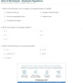 Quiz  Worksheet  Quadratic Equations  Study