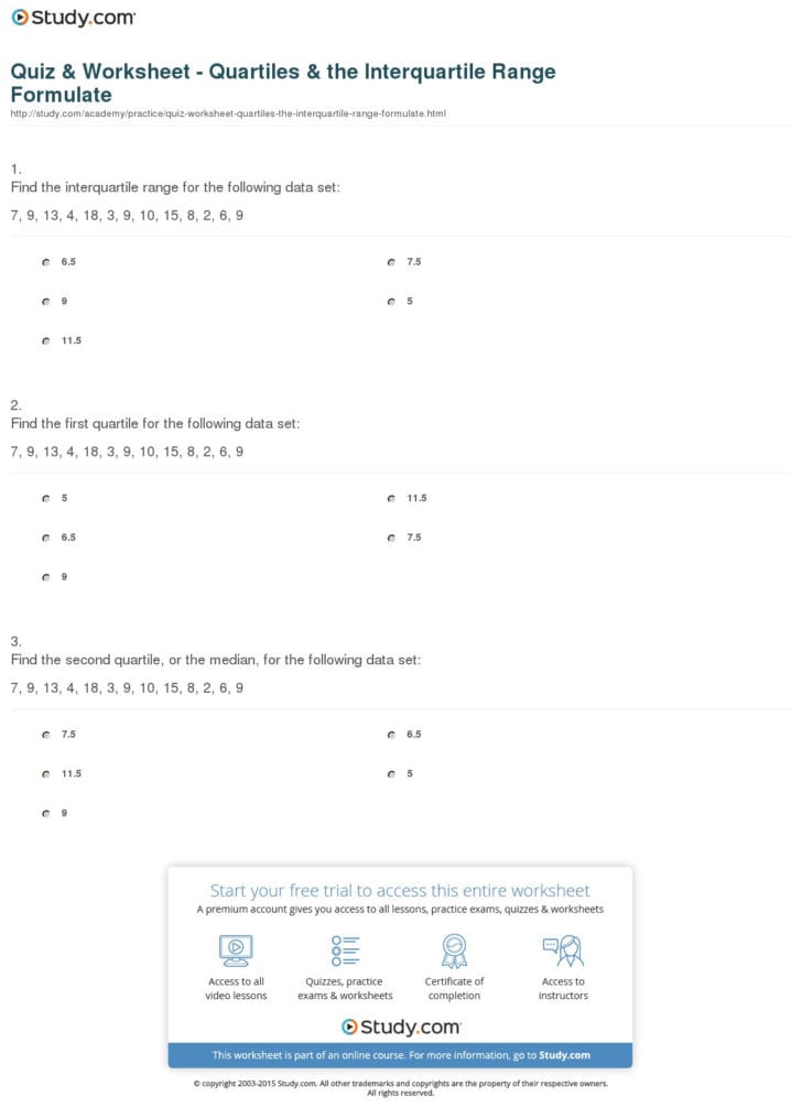 2 5 Worksheet Iqr Outliers Answers Key