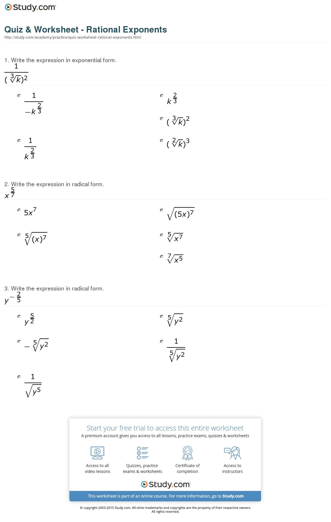 Algebra 2 Exponent Practice Worksheet Answers Db excel
