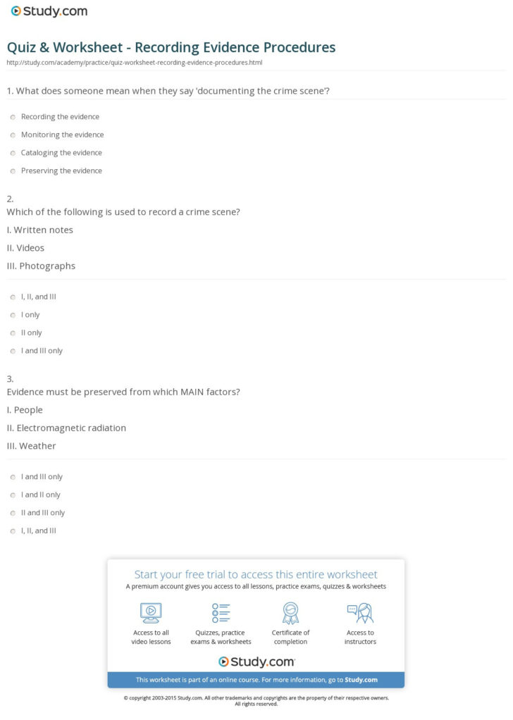 Crime Scene Documentation Worksheet