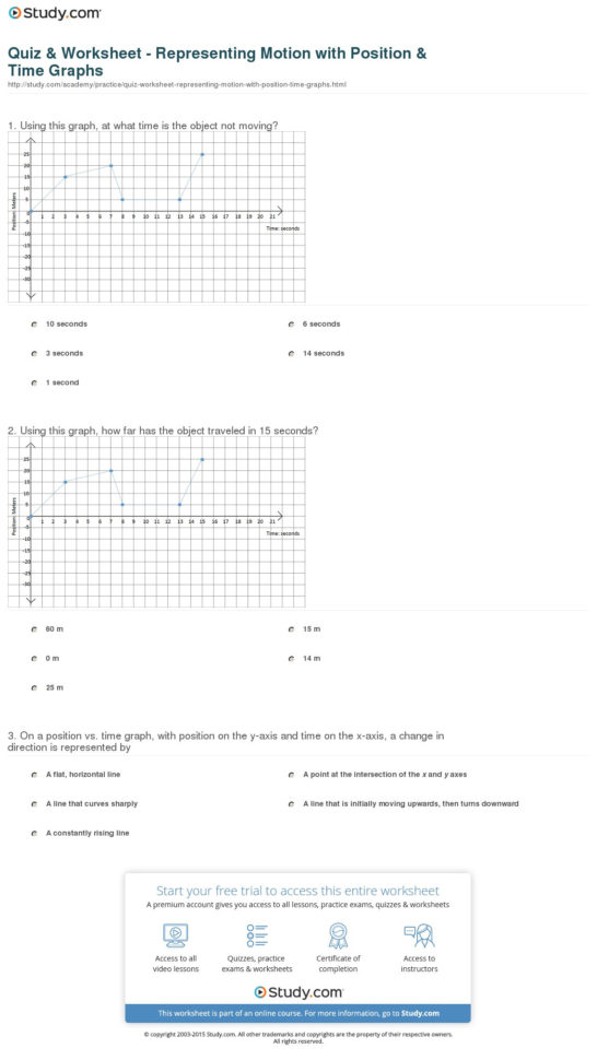 Quiz  Worksheet  Representing Motion With Position  Time