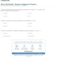 Quiz  Worksheet  Review Of Algebra For Physics  Study