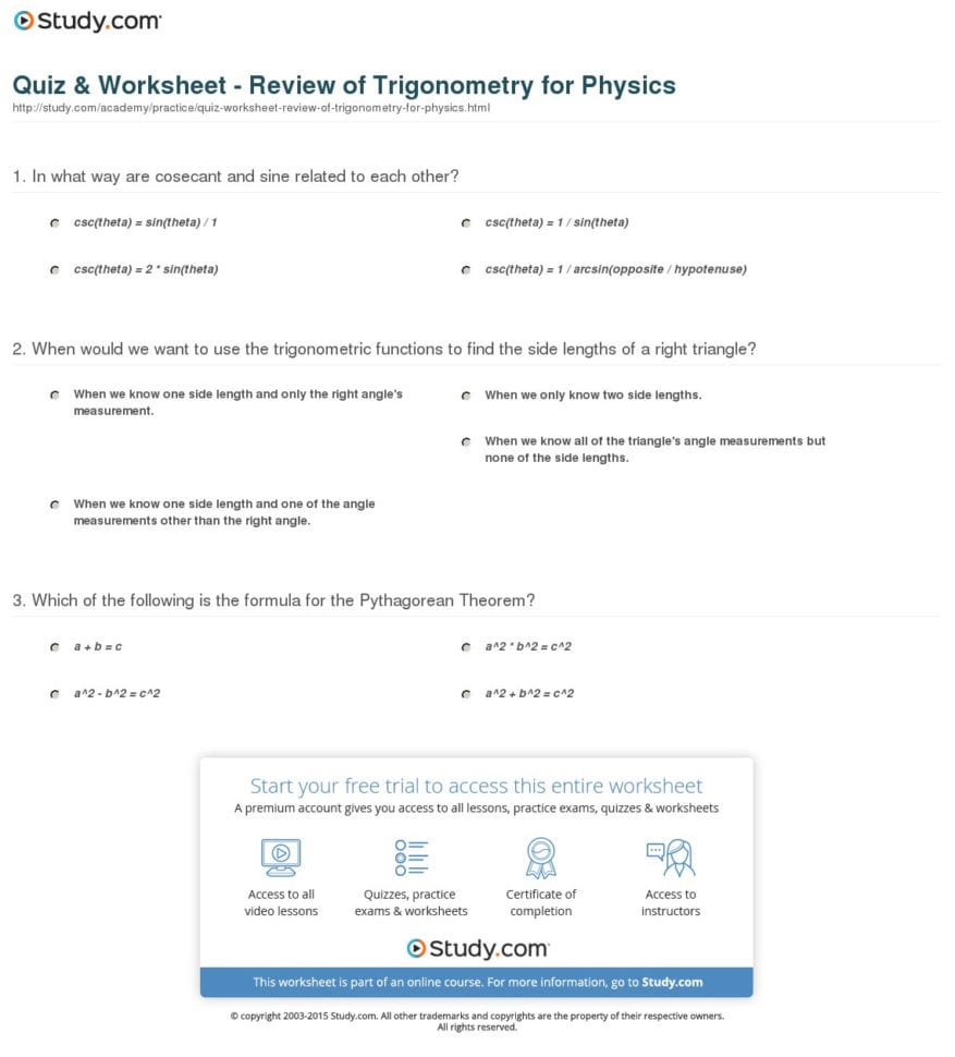 Review Trigonometry Worksheet Db Excel Review Trigonometry Worksheet Db Excel