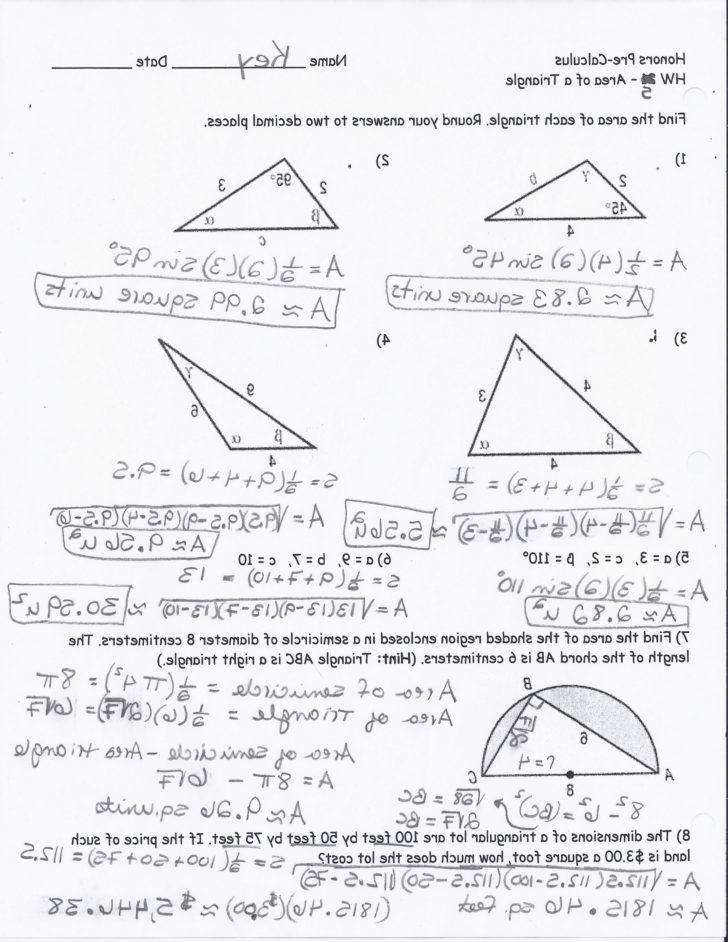 Solving Right Triangles Worksheet
