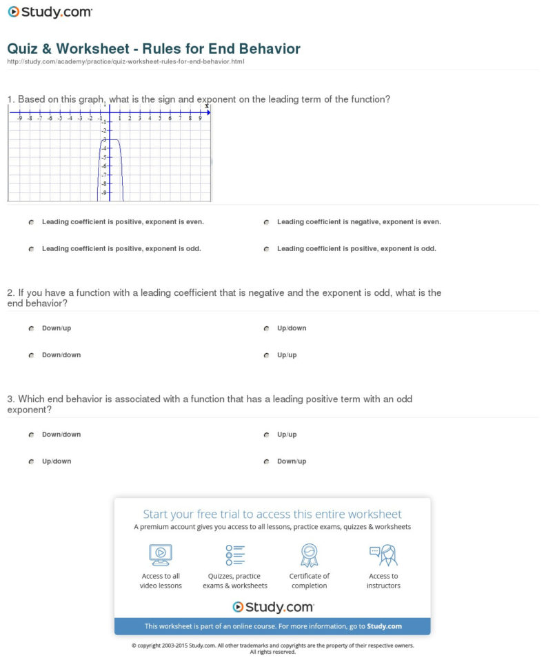 Quiz  Worksheet  Rules For End Behavior  Study