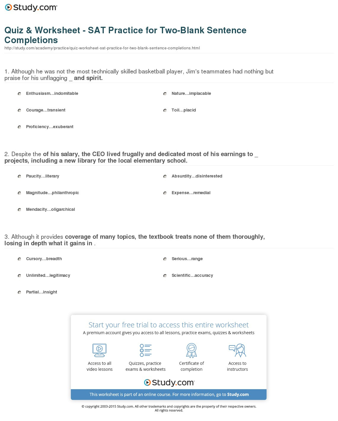 Sat English Practice Worksheets Db excel