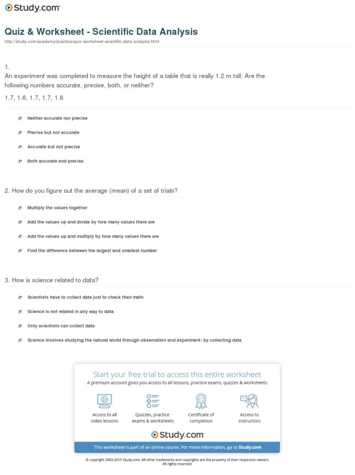 Quiz  Worksheet  Scientific Data Analysis  Study