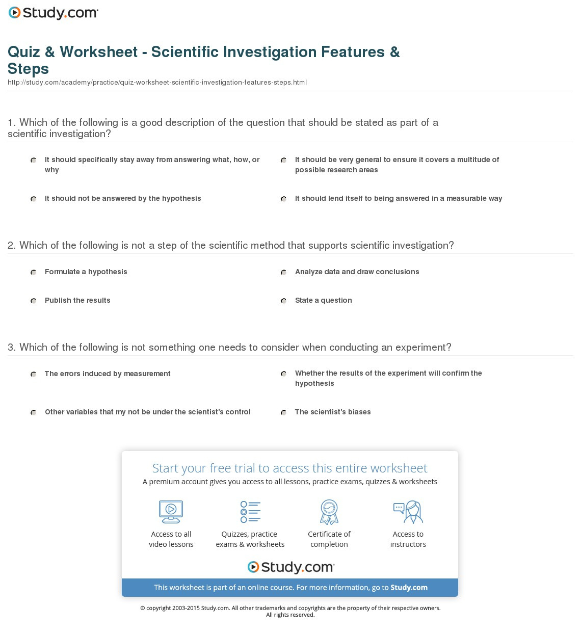 Scientific Inquiry Worksheet | db-excel.com