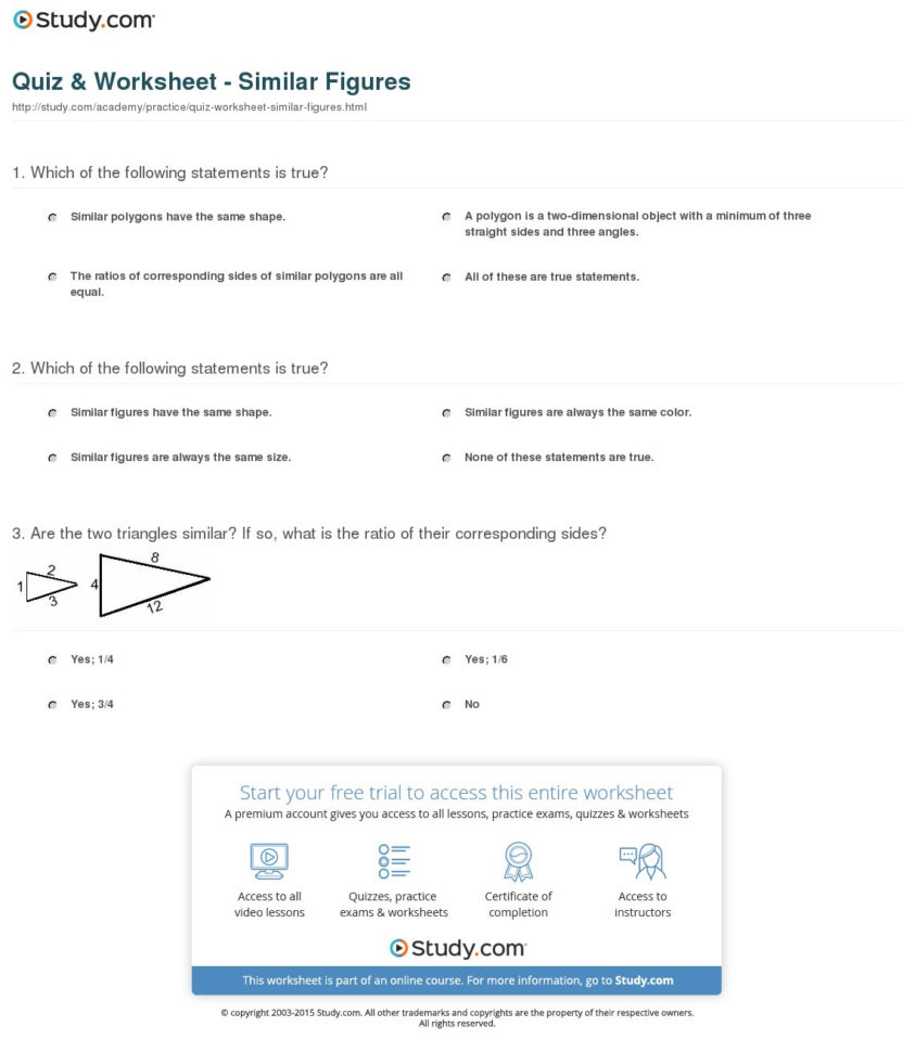 Quiz  Worksheet  Similar Figures  Study