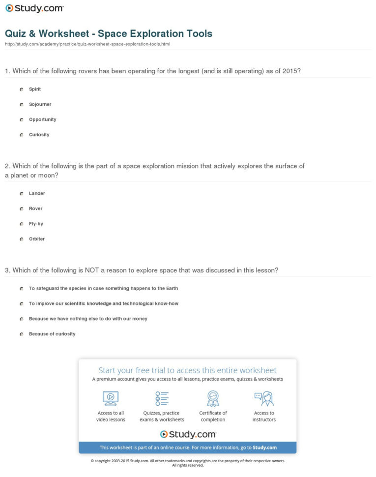 Space Exploration Worksheets For Middle School — db-excel.com