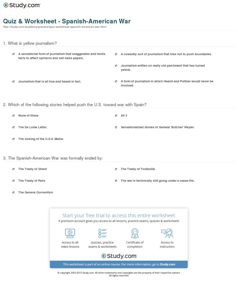 Quiz  Worksheet  Spanishamerican R  Study