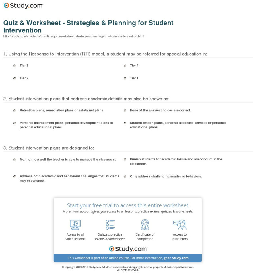 Quiz  Worksheet  Strategies  Planning For Student