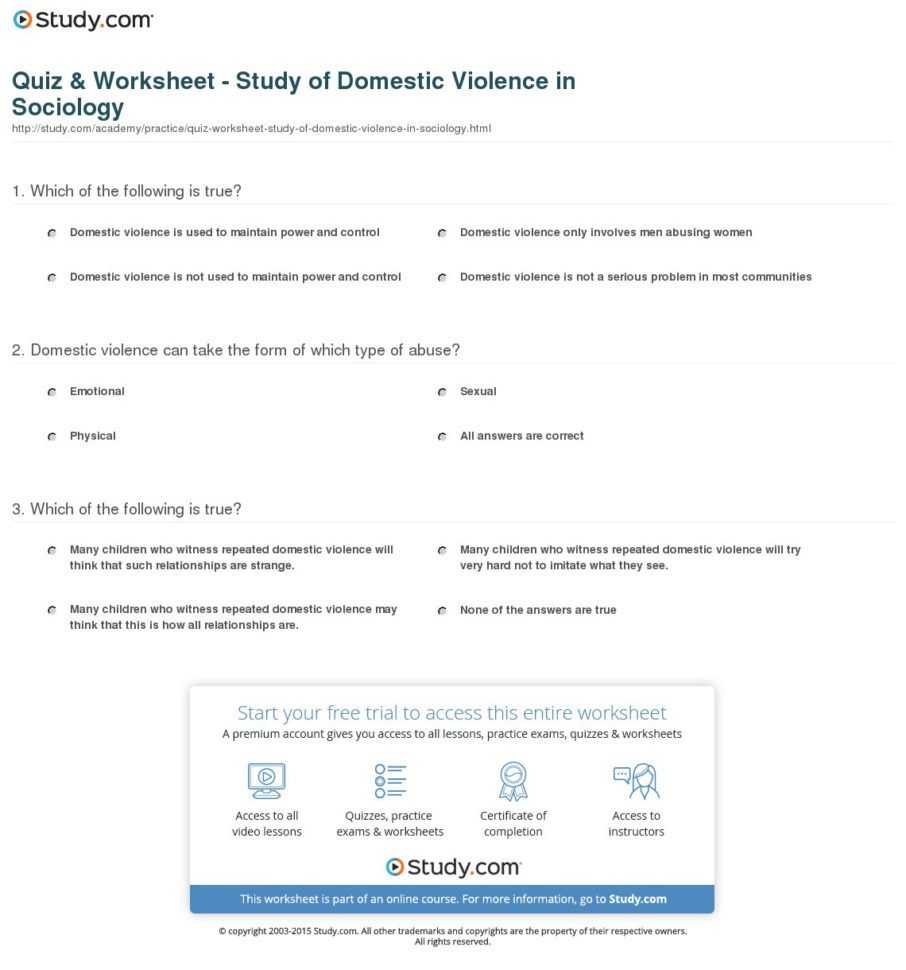 Domestic Violence Worksheets — Db 2588