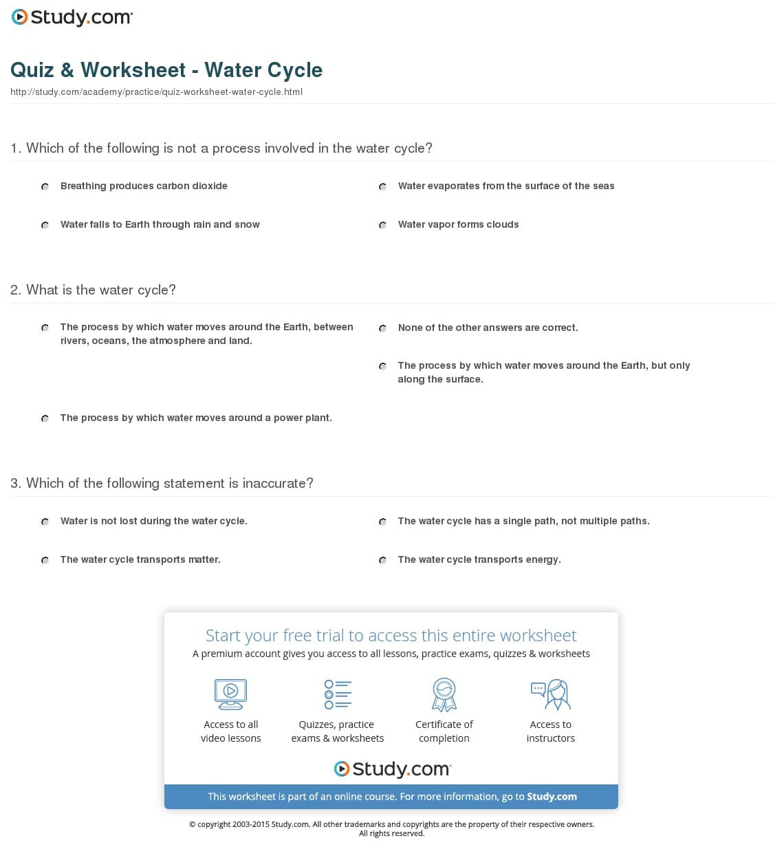 Quiz  Worksheet  Ter Cycle  Study