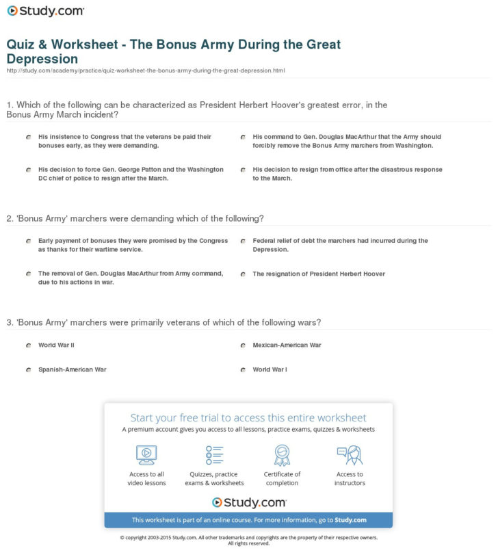 Great Depression Worksheets High School