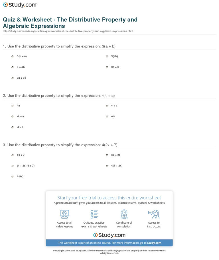 Distributive Property With Variables Worksheet — db-excel.com