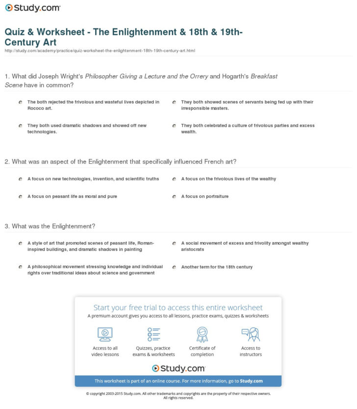 The Enlightenment Worksheet Answers