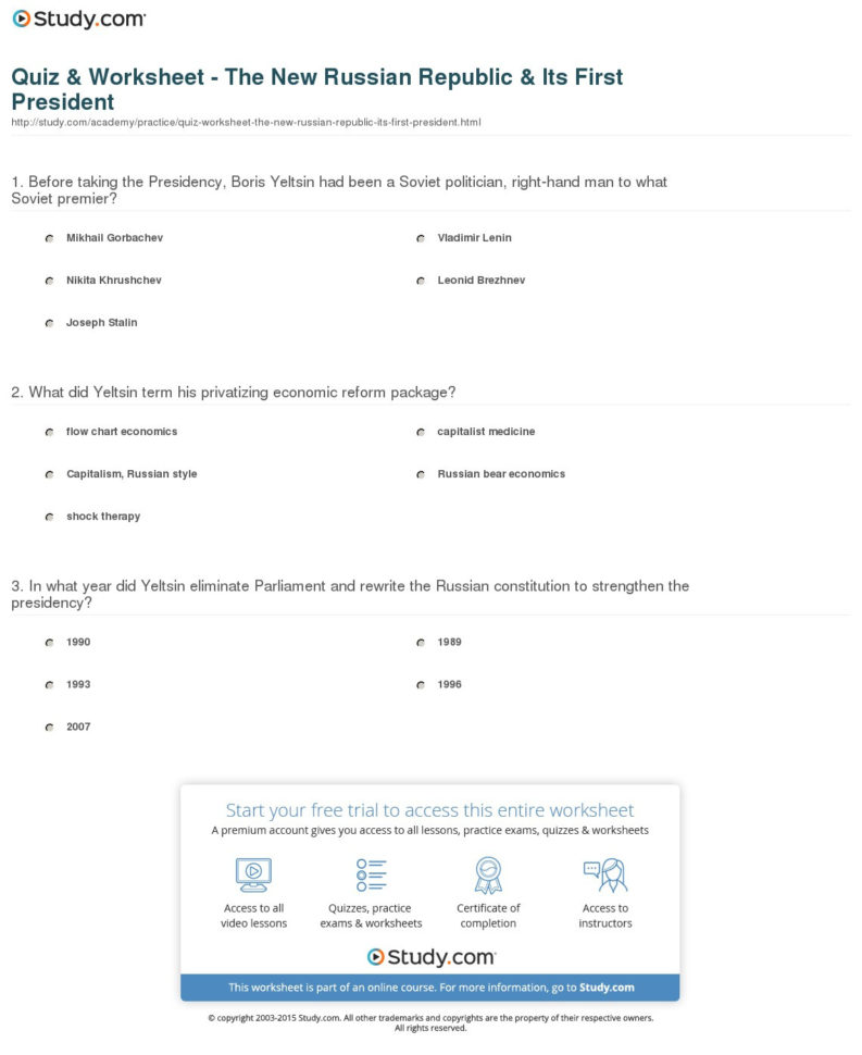 Quiz  Worksheet  The New Russian Republic  Its Ft