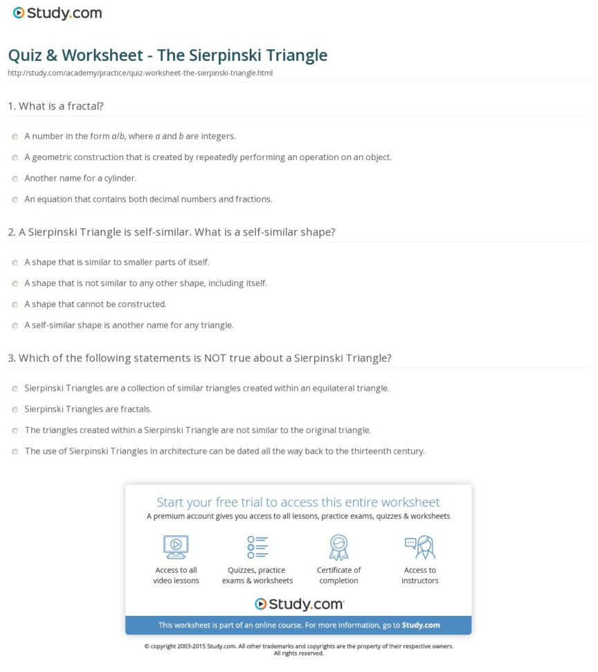 Quiz  Worksheet  The Sierpinski Triangle  Study