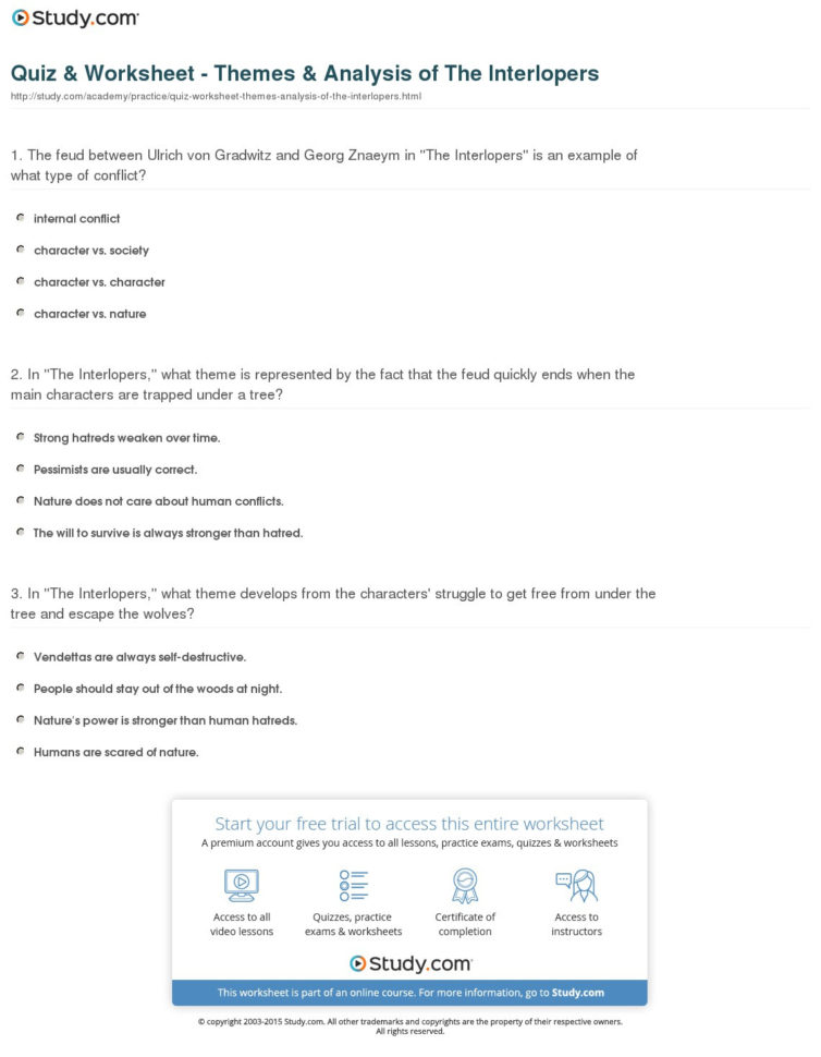 Quiz  Worksheet  Themes  Analysis Of The Interlopers