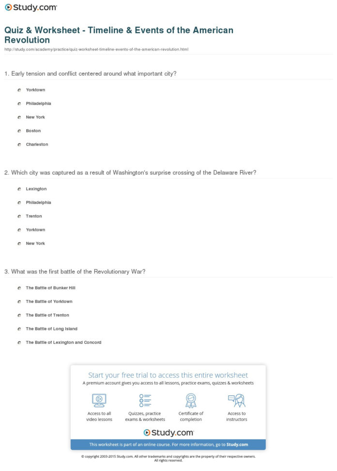 Quiz  Worksheet  Timeline  Events Of The American