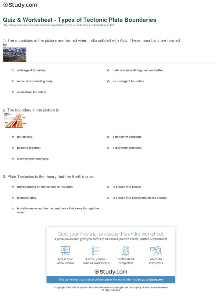 Plate Tectonics Worksheet