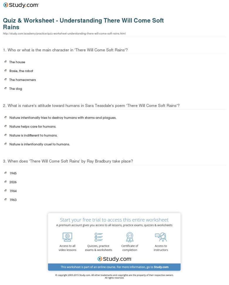 Quiz  Worksheet  Understanding There Will Come Soft Rains