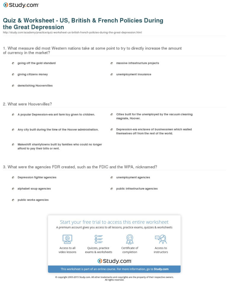 Quiz  Worksheet  Us British  French Policies During The