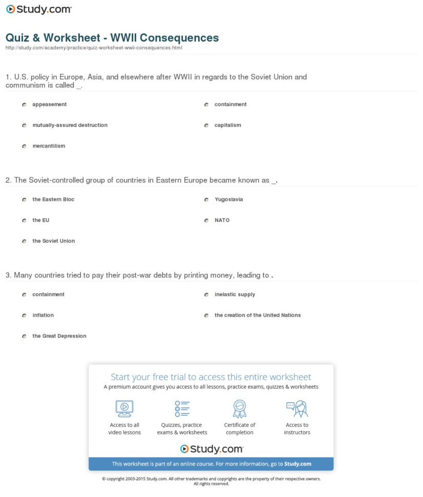 Quiz  Worksheet  Wwii Consequences  Study