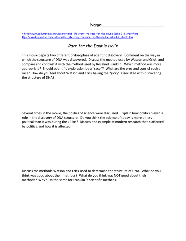 Race For The Double Helix