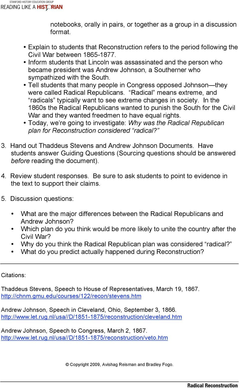 Radical Republican Reconstruction Worksheet Answers Db excel