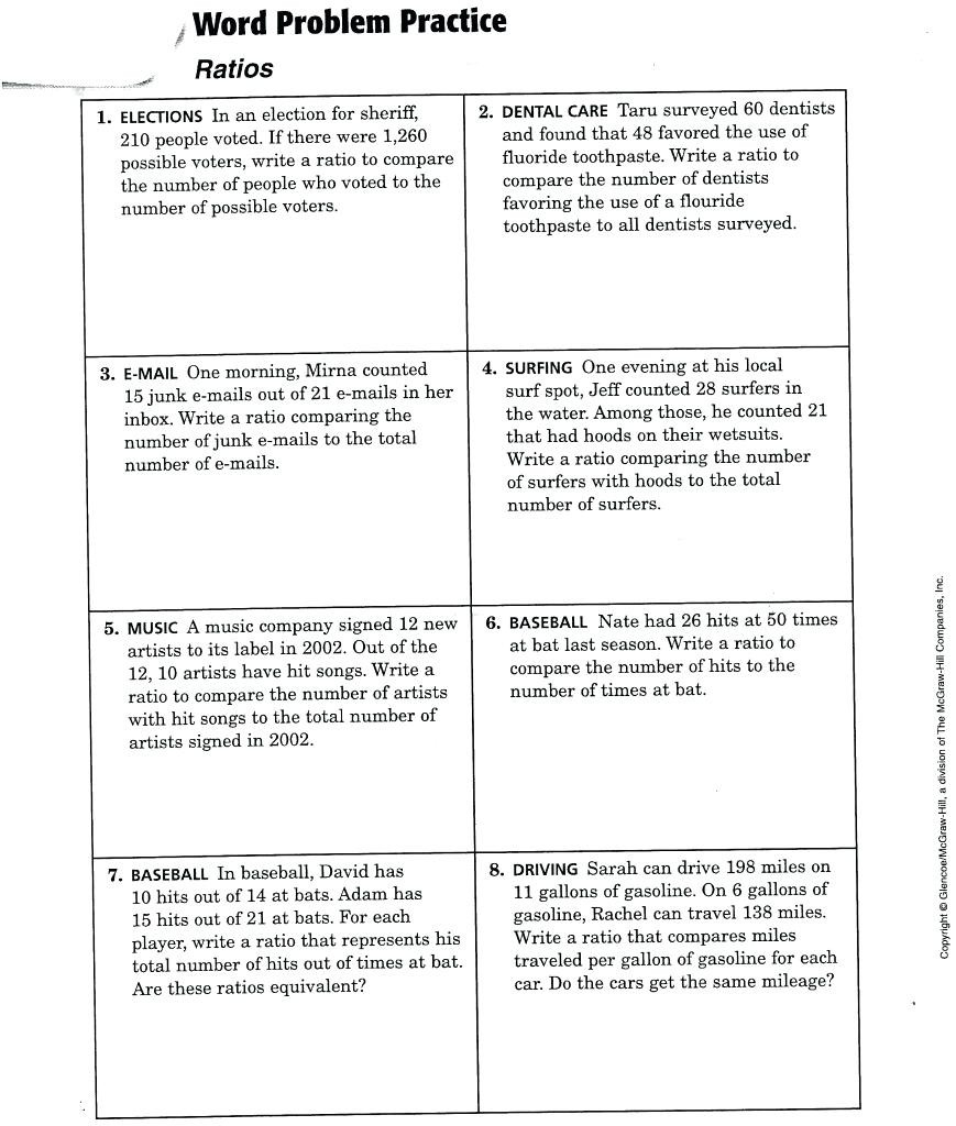 Ratio And Proportion Worksheet